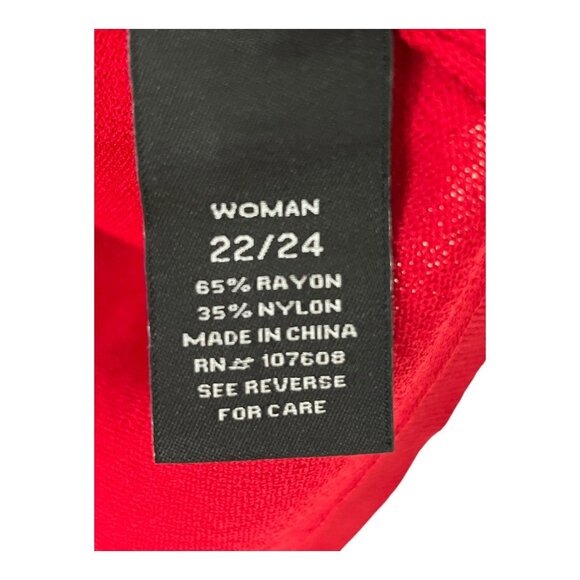 Dressbarn Collection Women’s 22/24 Red Cropped Cardigan with Black Floral Appliq - Picture 4 of 8